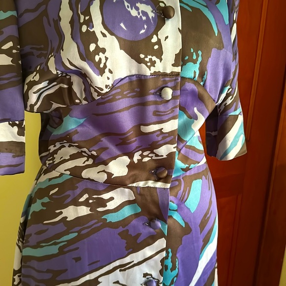 VINTAGE Miss T (English Brand) Blue and Purple Maxi Dress, Size M - Picture 3 of 12